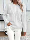 Ember | Women's Winter Sweater – Cable Knit Crew Neck, White
