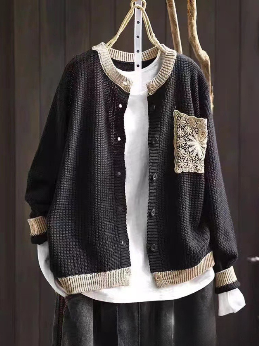 Mimi | Women's Winter Cardigan – Button-Front Knit, Brown view 2