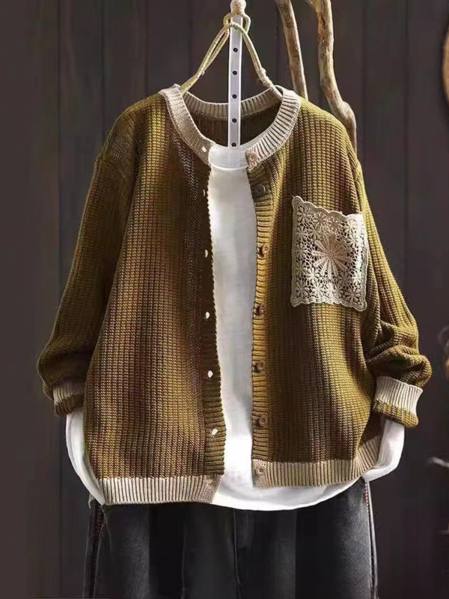 Mimi | Women's Winter Cardigan – Button-Front Knit, Brown view 3