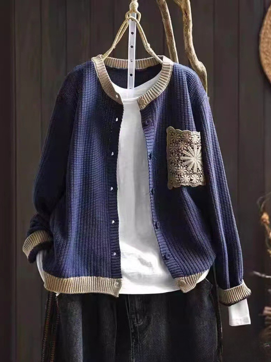 Mimi | Women's Winter Cardigan – Button-Front Knit, Brown view 5