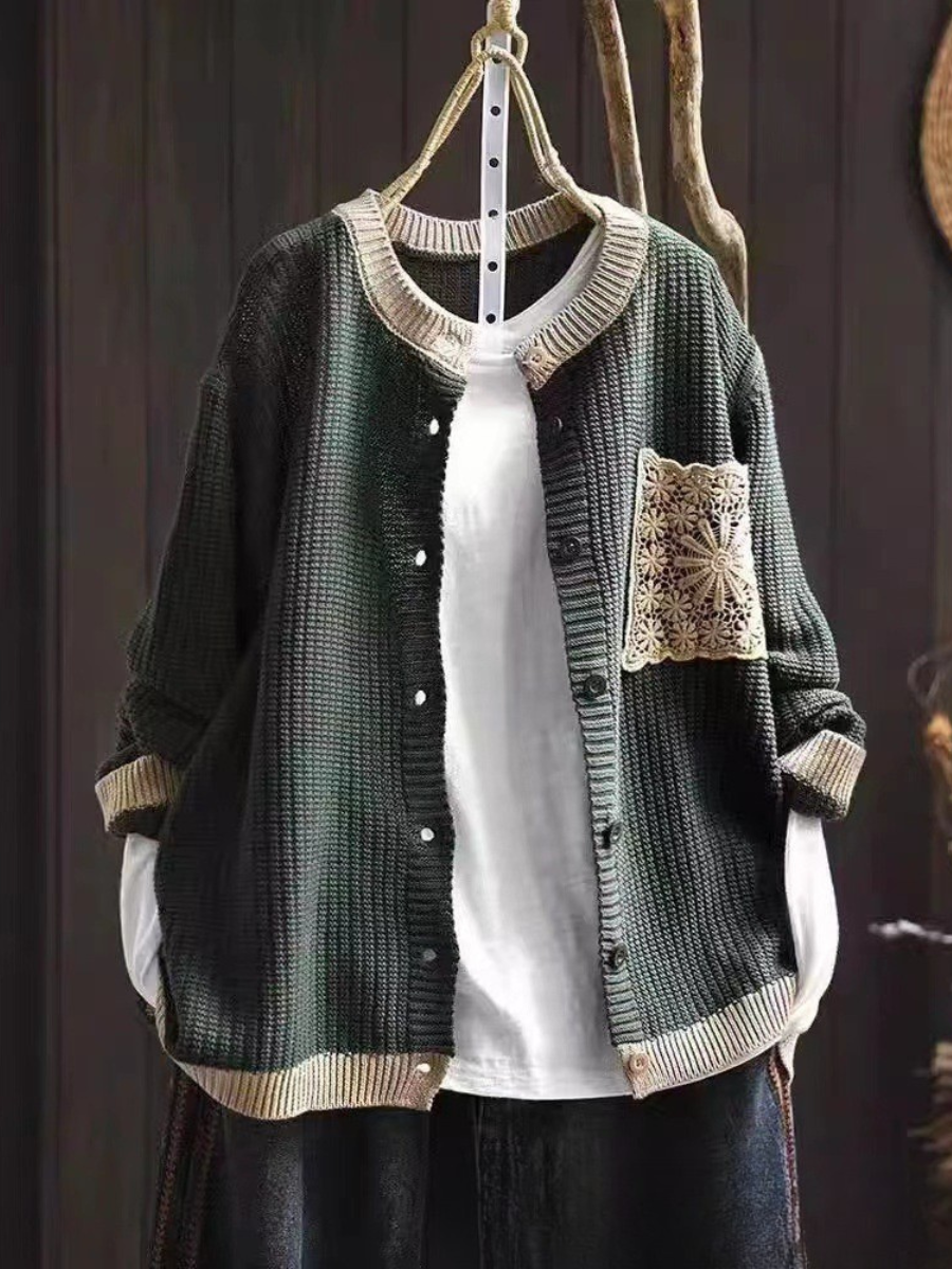 Mimi | Women's Winter Cardigan – Button-Front Knit, Brown view 6