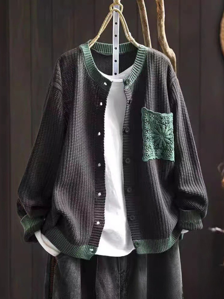 Mimi | Women's Winter Cardigan – Button-Front Knit, Brown view 7