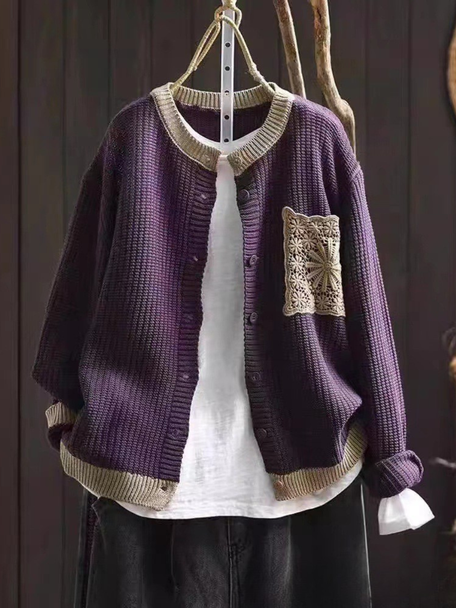 Mimi | Women's Winter Cardigan – Button-Front Knit, Brown view 8