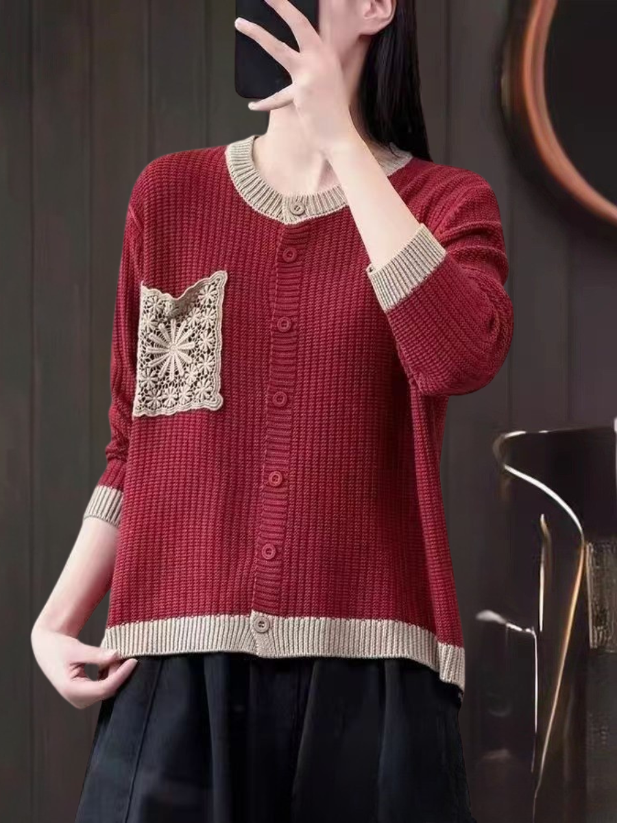Mimi | Women's Winter Cardigan – Button-Front Knit, Brown view 9