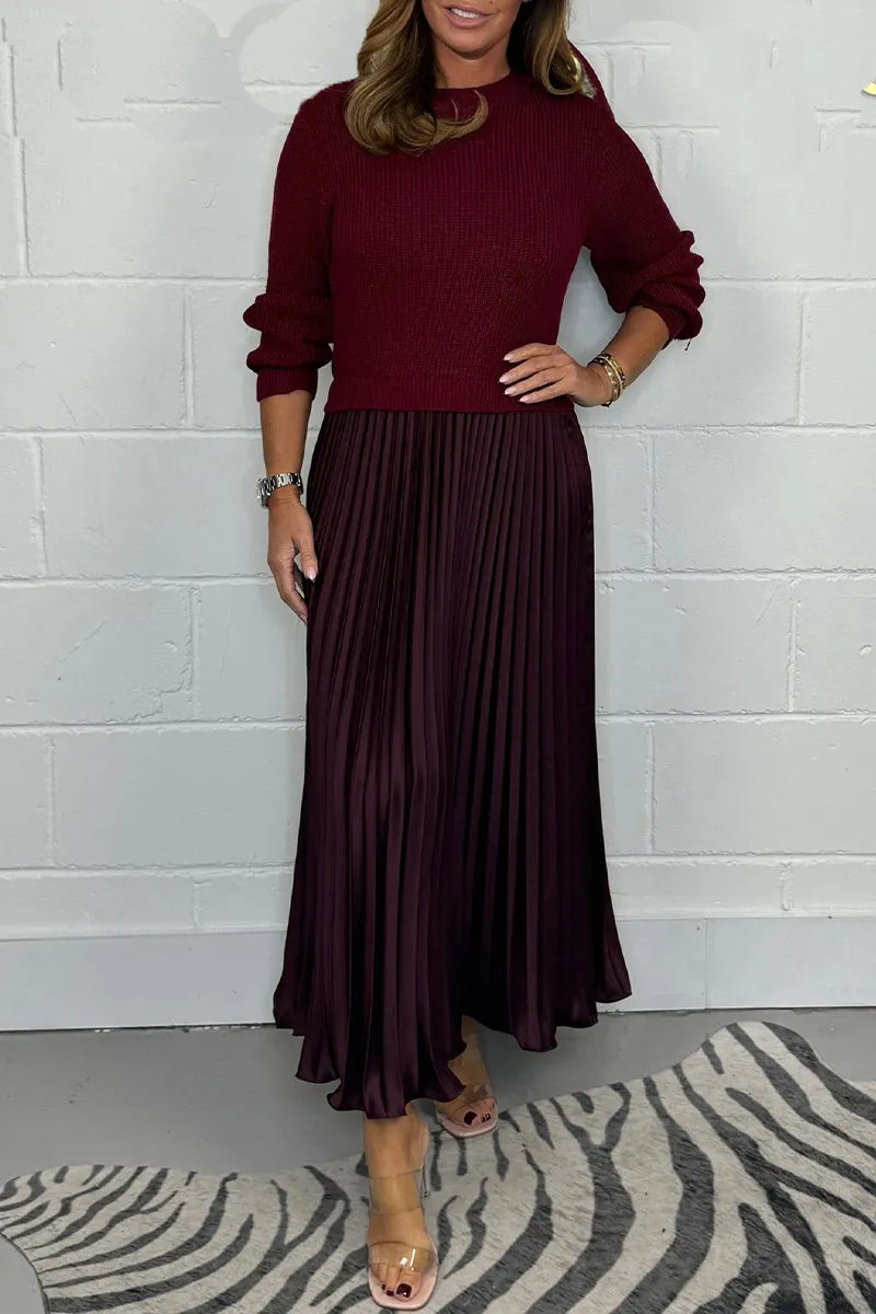 Verina | Knit Sweater Midi Dress with Pleated Skirt view 4