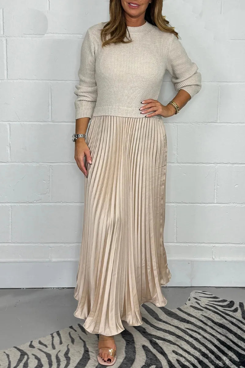Verina | Knit Sweater Midi Dress with Pleated Skirt view 6