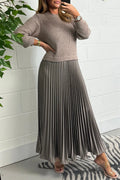Verina | Knit Sweater Midi Dress with Pleated Skirt