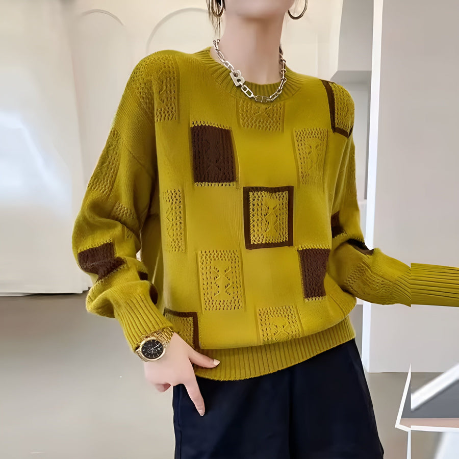Ottilie | Elegant Squares Sweater view 3