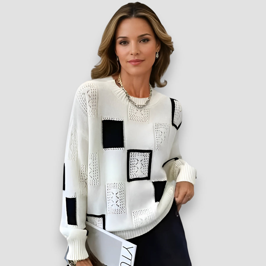 Ottilie | Elegant Squares Sweater view 1