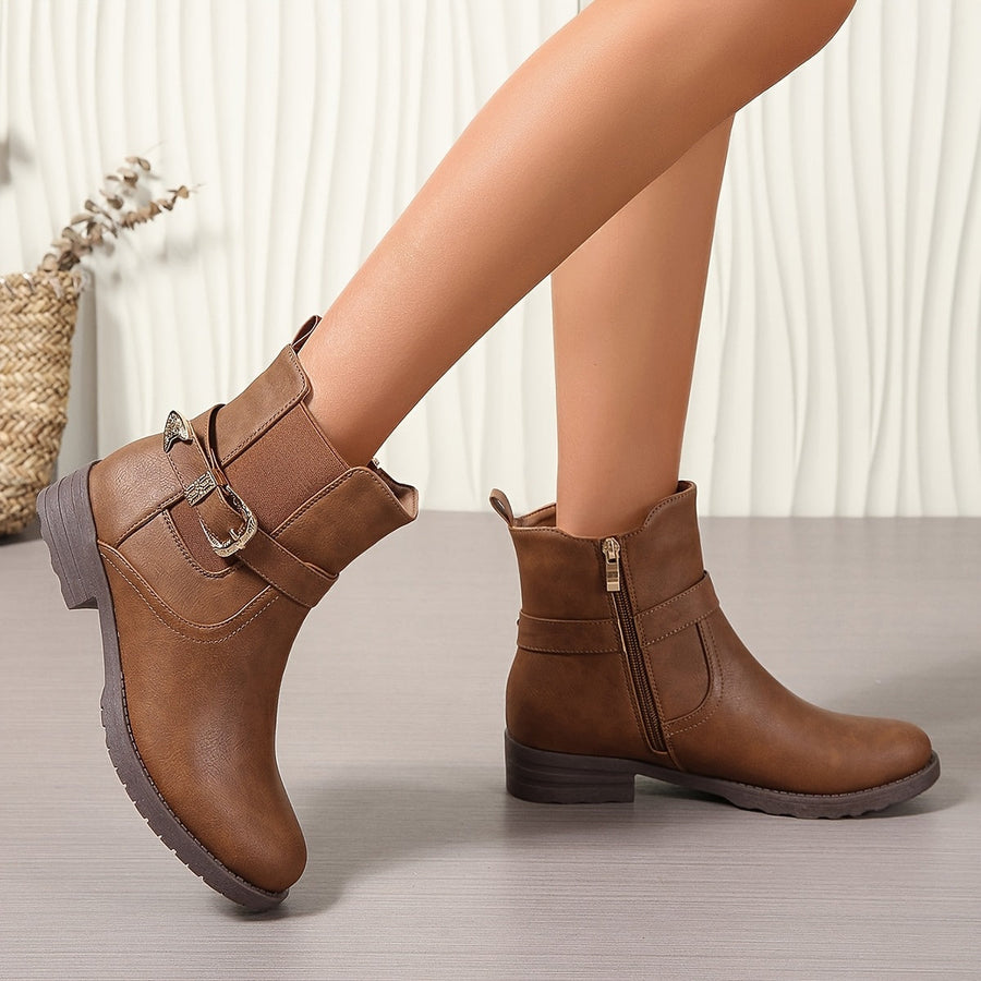 Lavender | Western Buckle Ankle Boot view 2