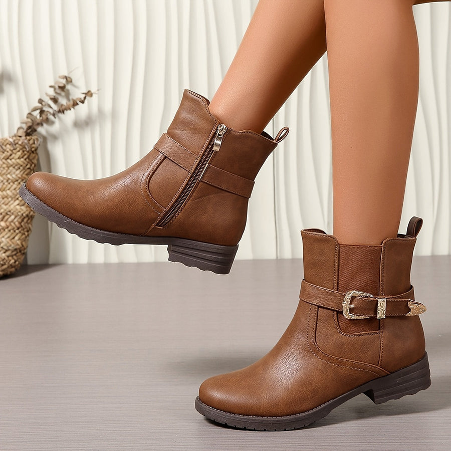 Lavender | Western Buckle Ankle Boot view 3