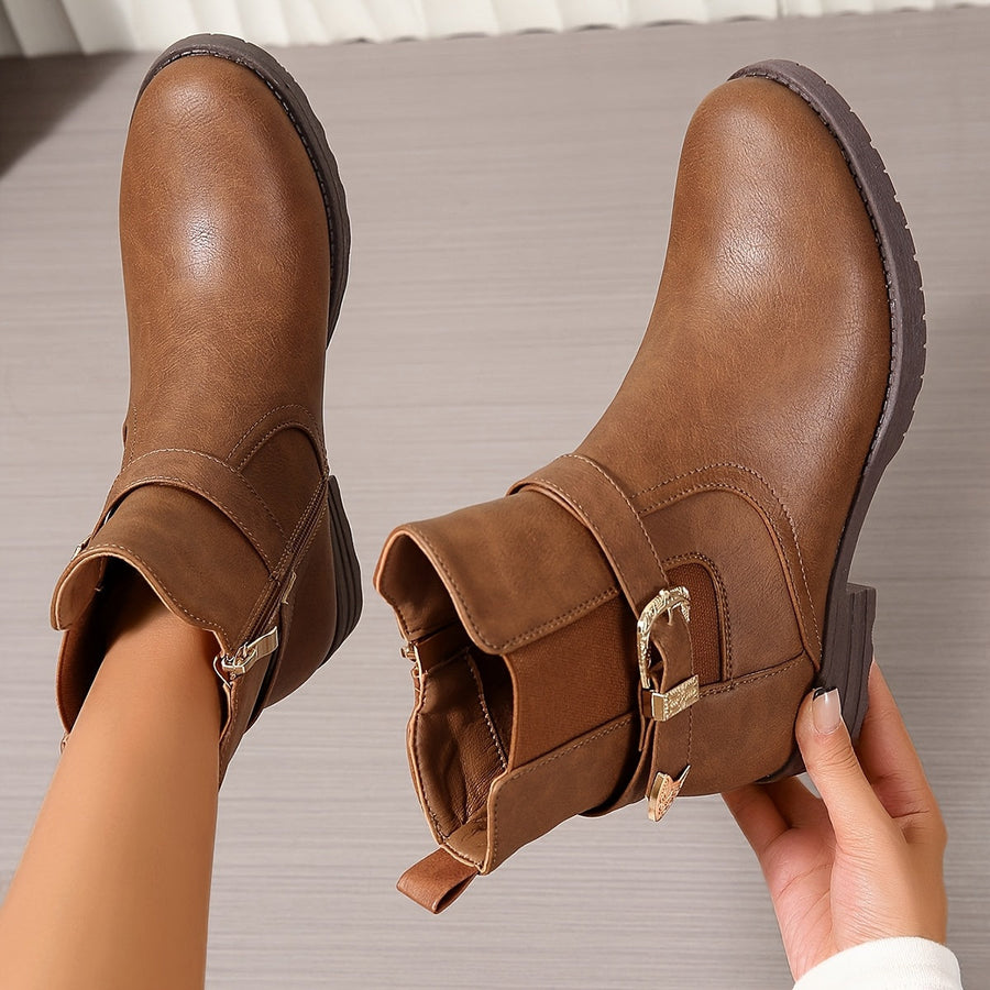Lavender | Western Buckle Ankle Boot view 4