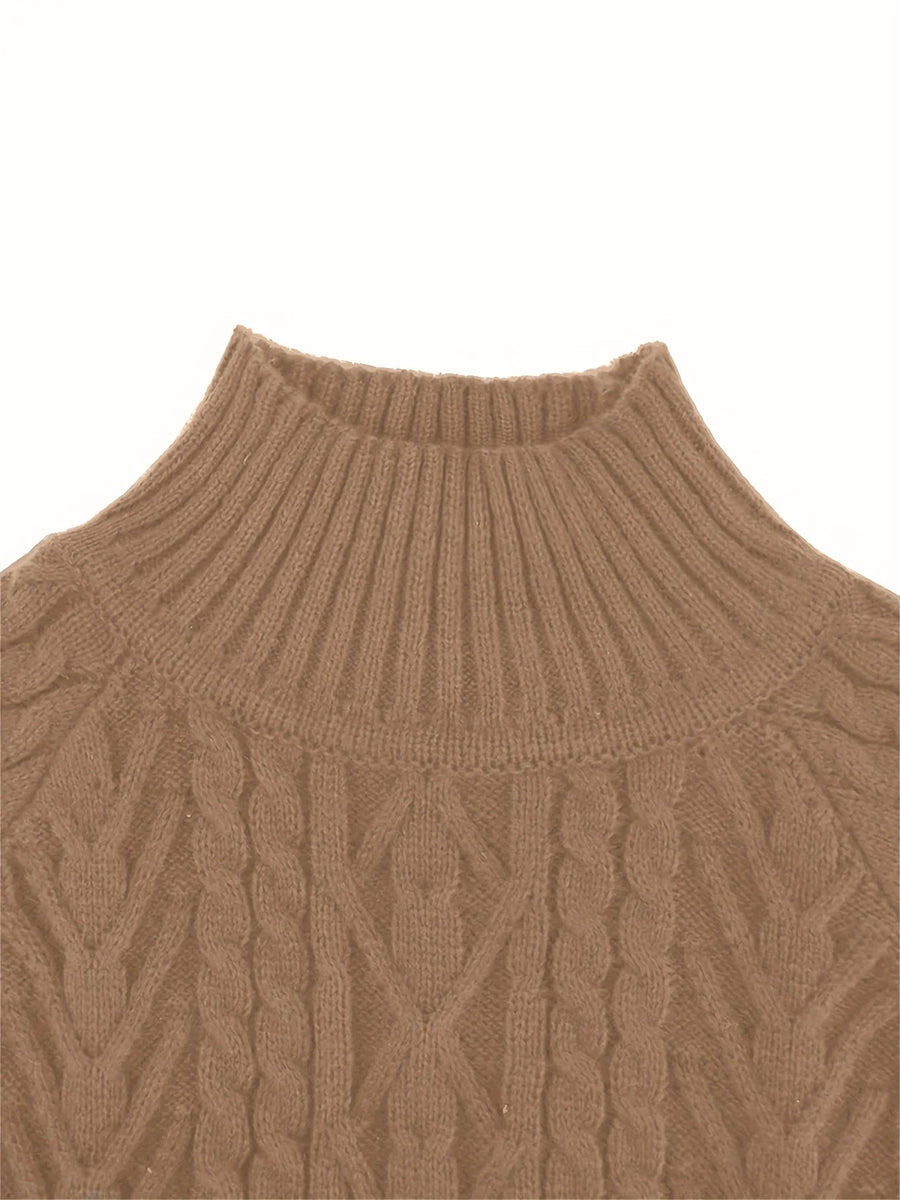 Eloise | Women's Mock Neck Sweater – Textured Knit Half Zip Collar Pullover view 22