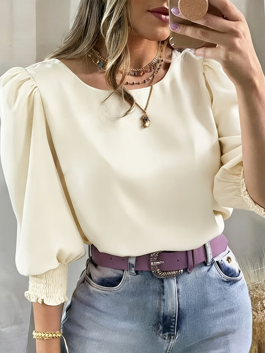 Ellen | Women's Puff Sleeve Blouse – Elegant Long Sleeve Dressy Top view 11