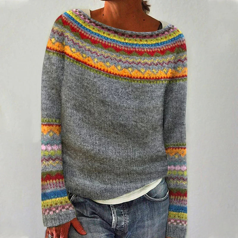 Selene | Crew Neck Ribbed Knit Sweater for Women