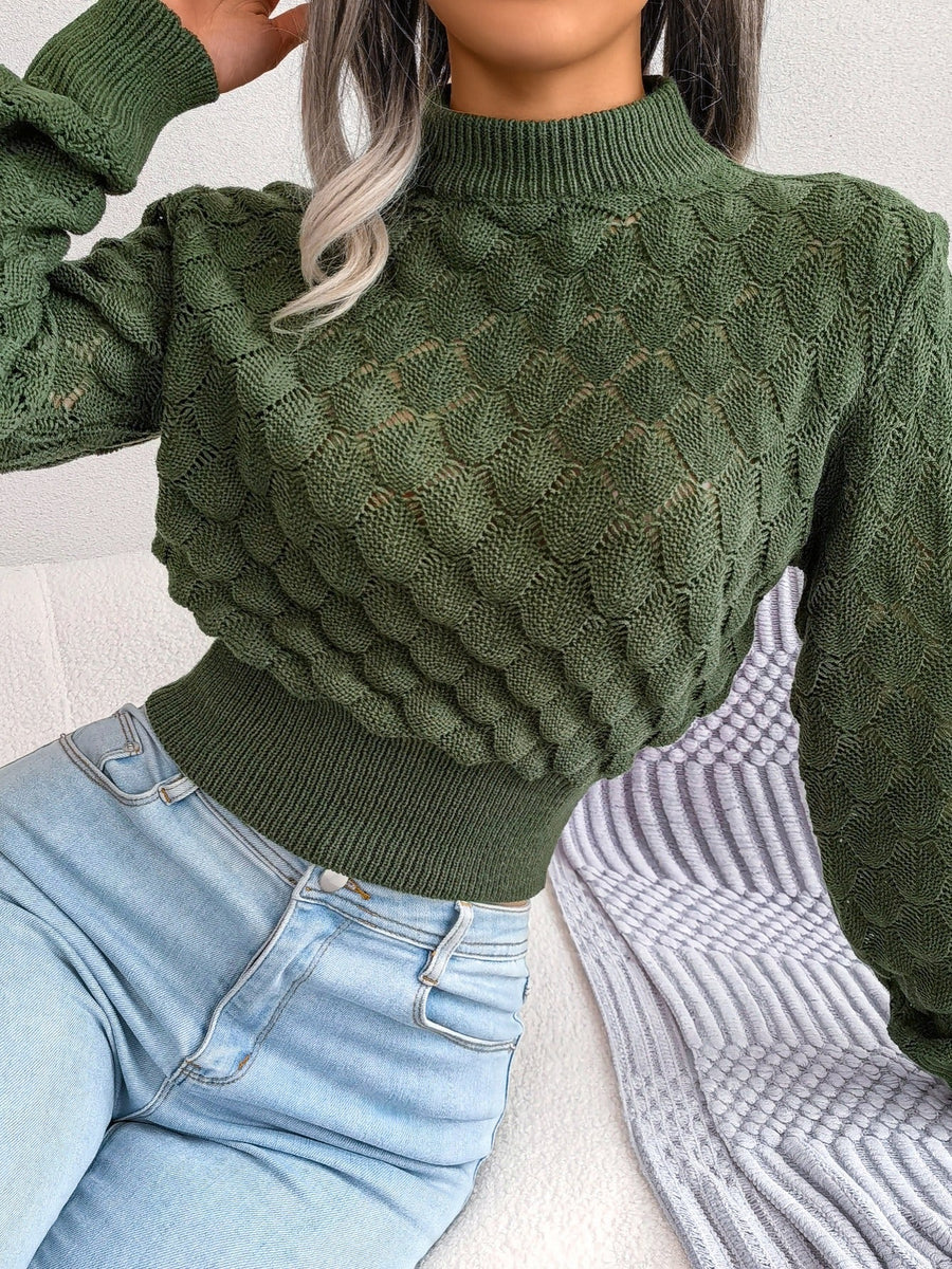 Melanie | Women's Cropped Sweater – Textured Knit Winter Pullover view 19