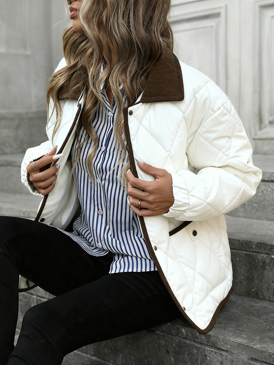 Imogen | Women's Quilted Jacket – Diamond Quilted Padded Winter Coat view 10