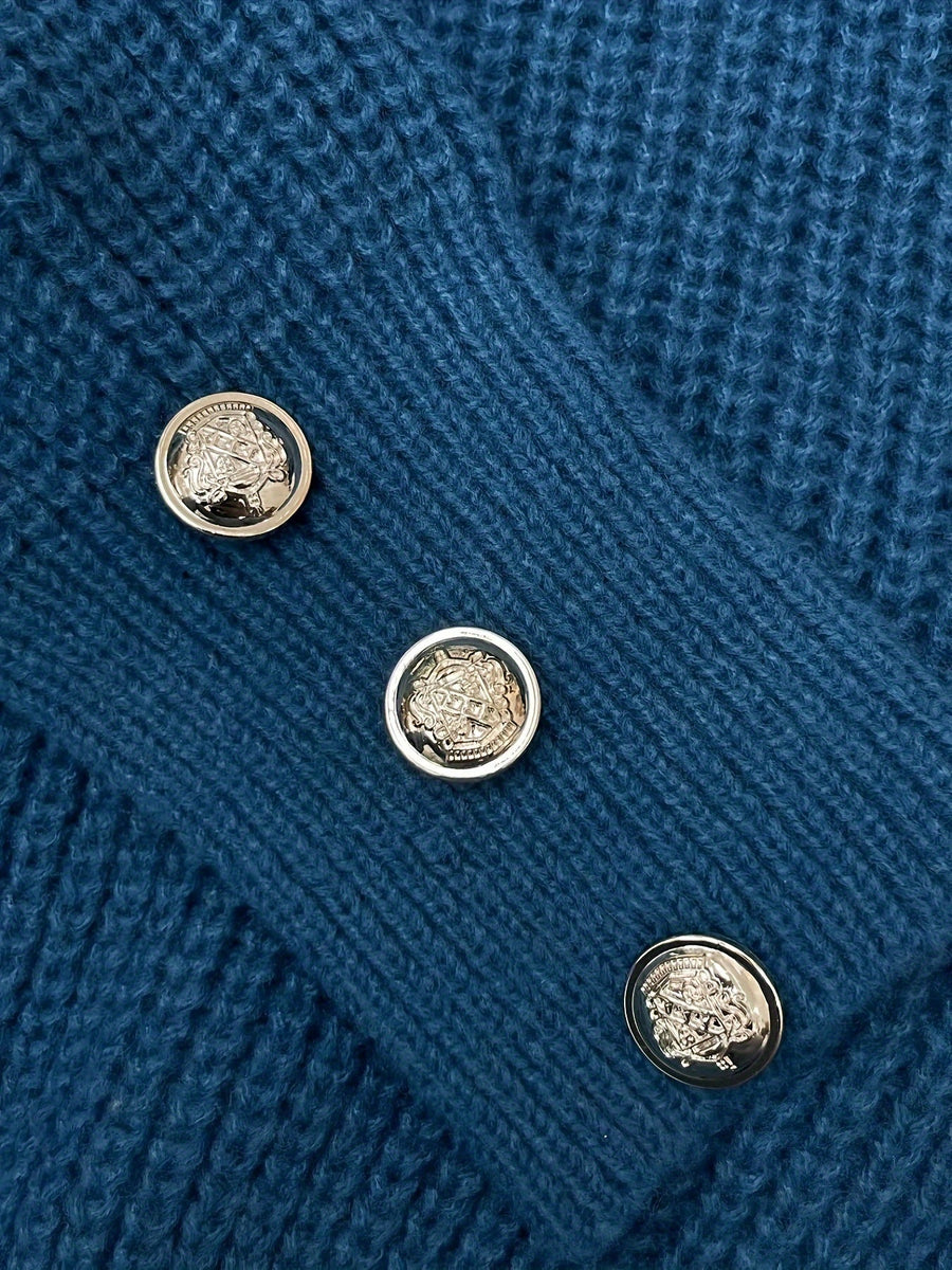 Deirdre | Women's V Neck Sweater – Button Trim Soft Knit Pullover view 3