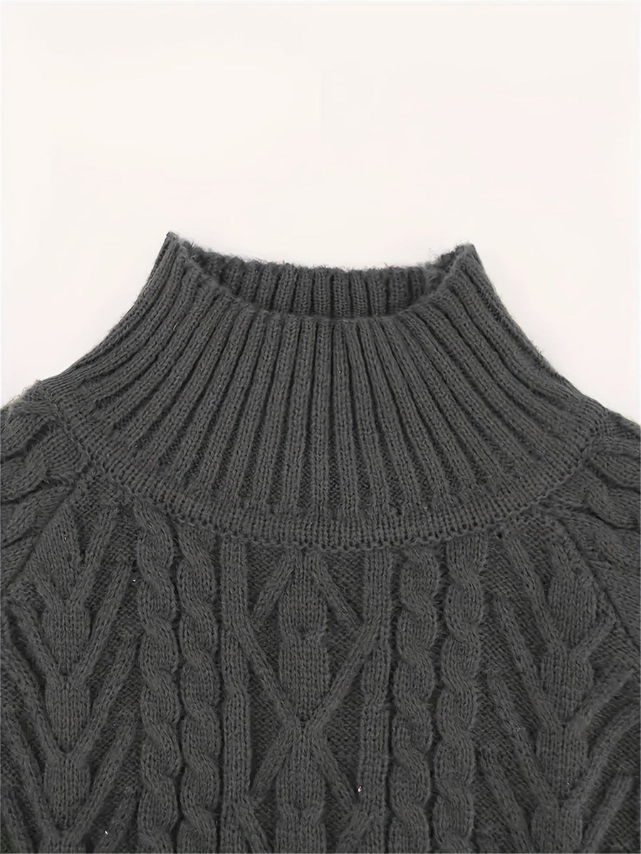 Eloise | Women's Mock Neck Sweater – Textured Knit Half Zip Collar Pullover view 16