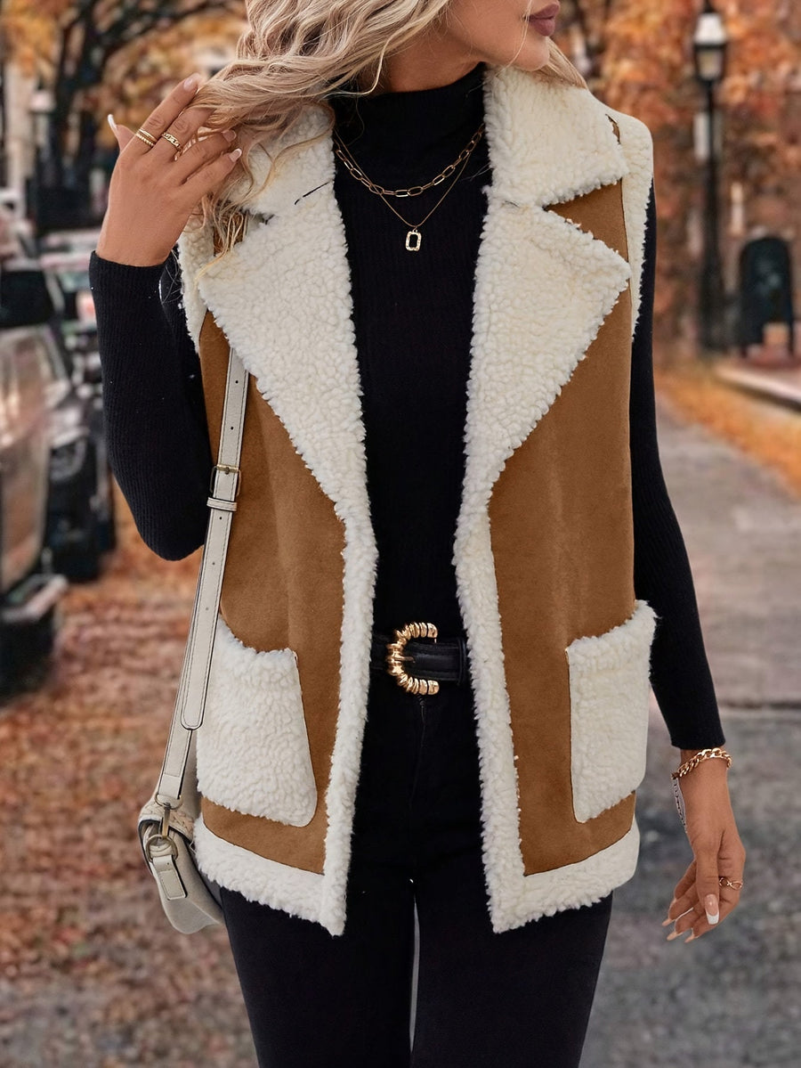 Sylvie | Women's Warm Vest – Lapel Collar Cozy Winter Vest view 3