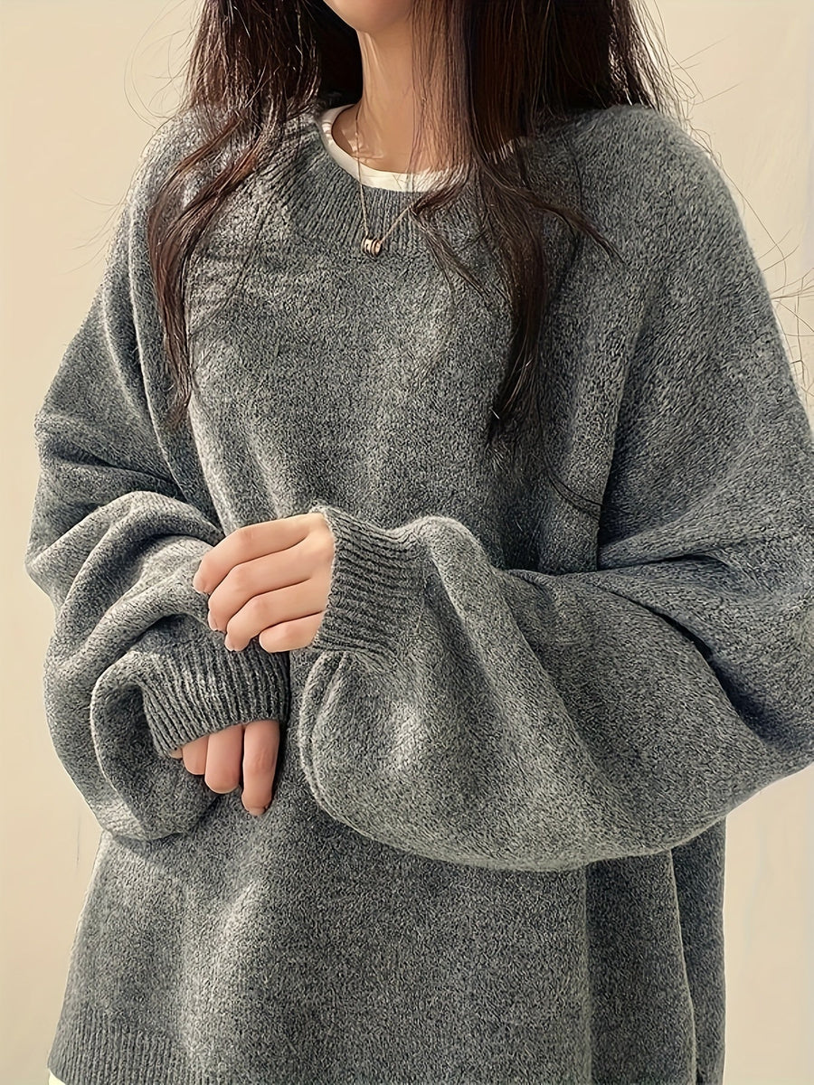 Perpetua | Oversized Crew Neck Sweater with Balloon Sleeves view 6