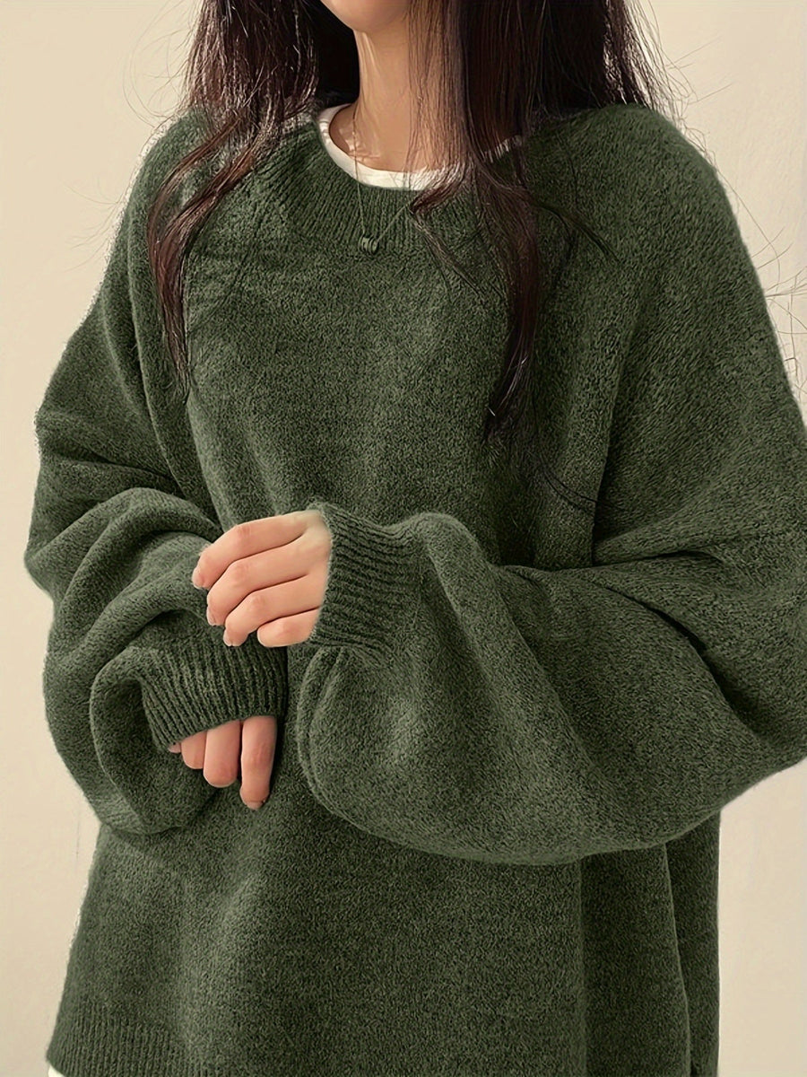 Perpetua | Oversized Crew Neck Sweater with Balloon Sleeves view 2
