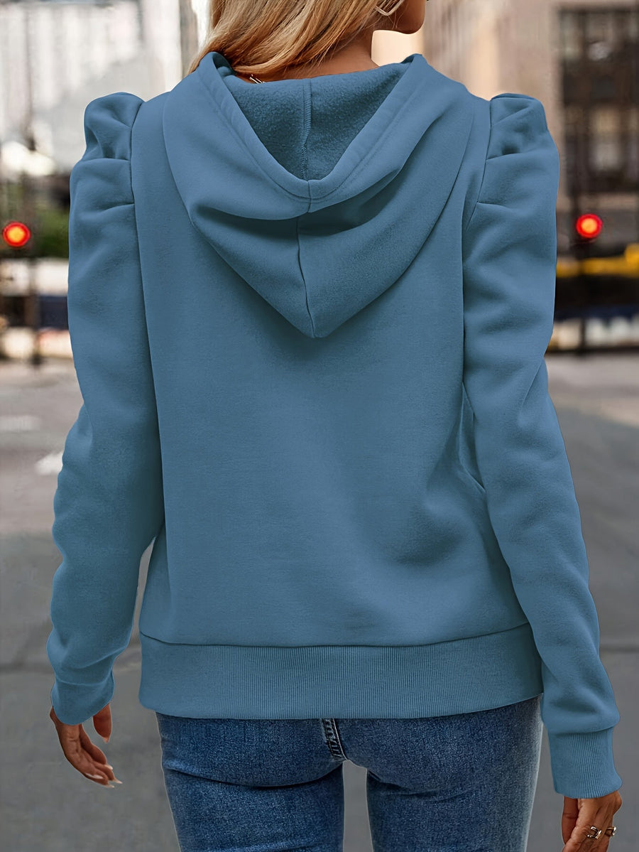 Diana | Women's Puff Sleeve Hoodie – Drawstring Soft Brushed Sweatshirt view 2