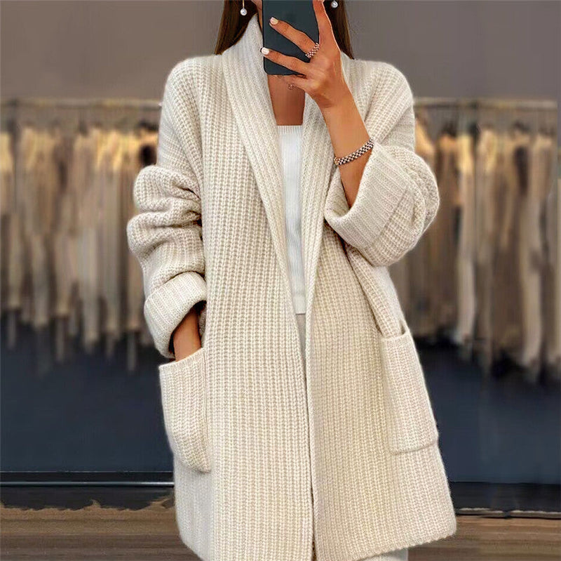 Verona | Women's Winter Cardigan – Knitted Wool Pockets, Plus Size