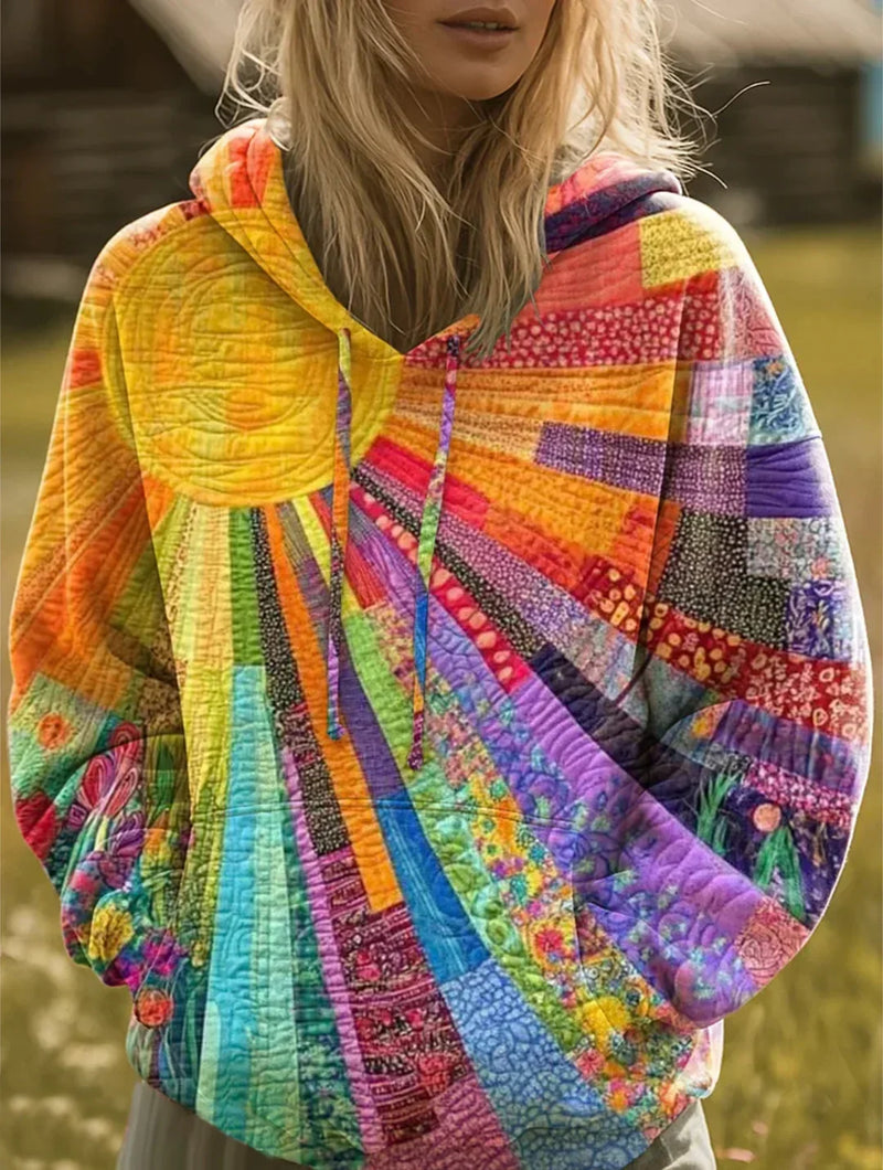 Maude | Women's Winter Sweater – Quilted Patchwork Hoodie