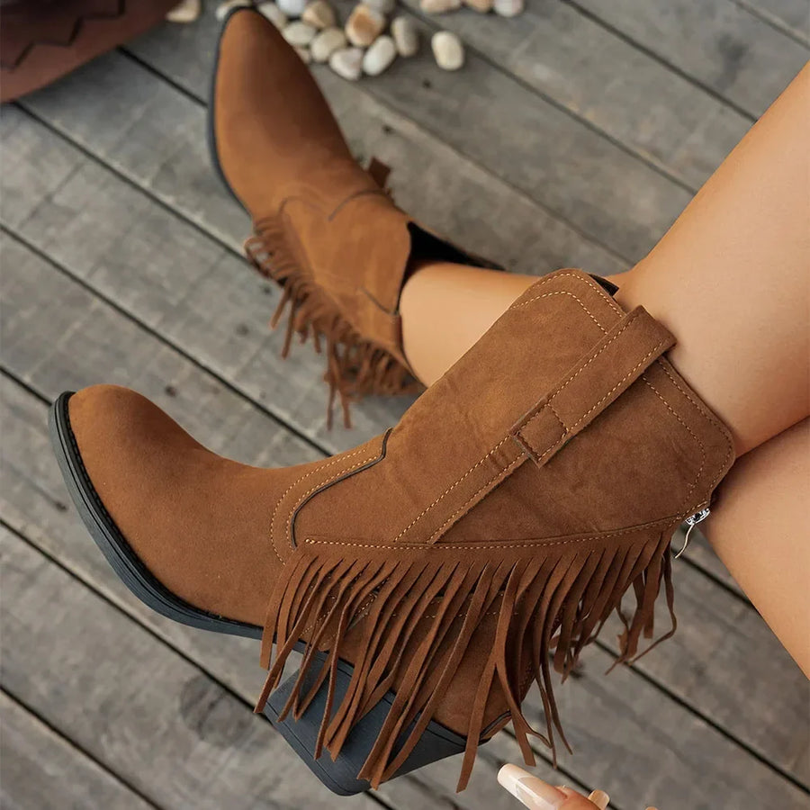 Genevieve | Wide Calf Western Fringe Cowboy Boots view 1