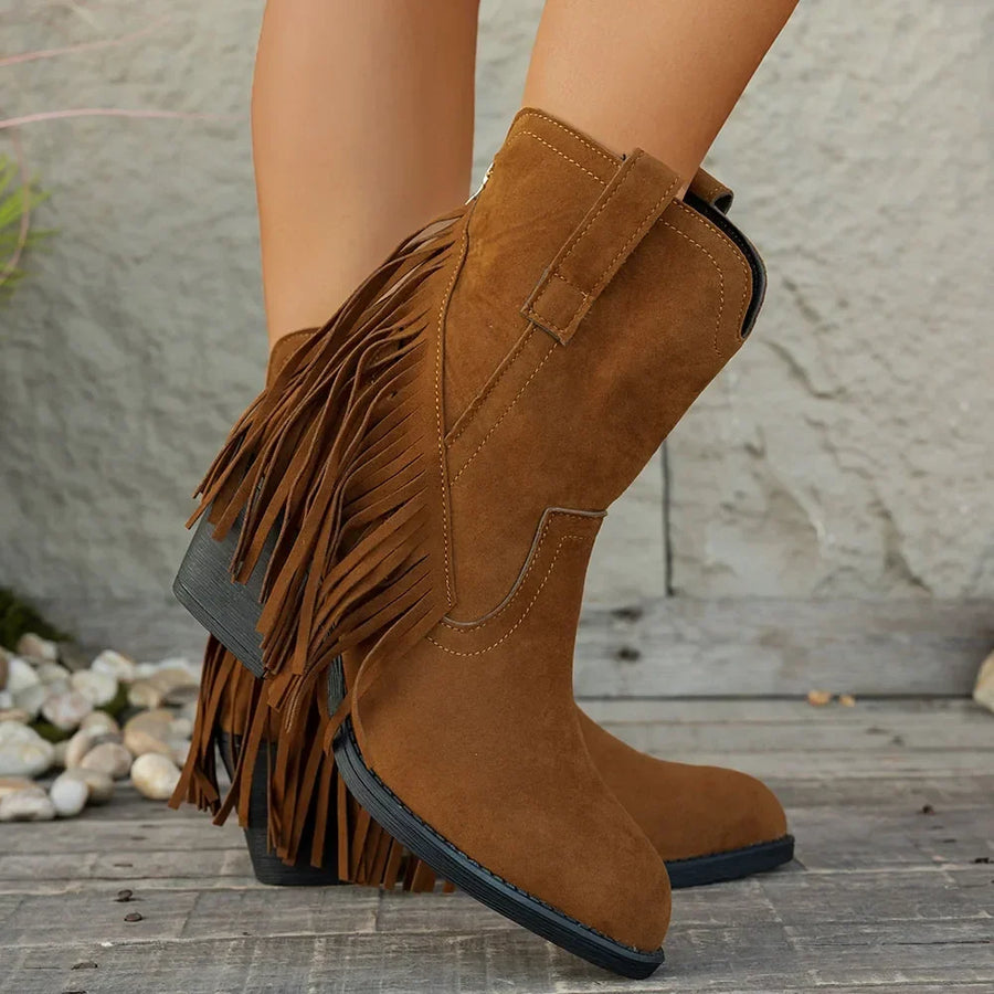Genevieve | Wide Calf Western Fringe Cowboy Boots view 2