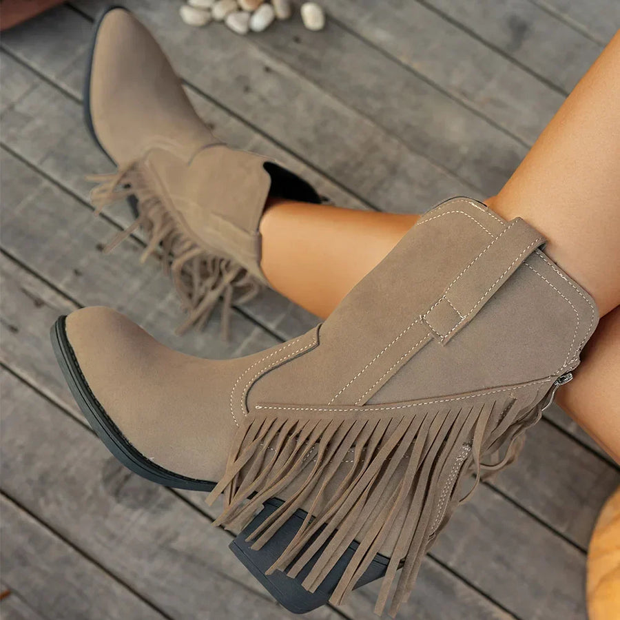 Genevieve | Wide Calf Western Fringe Cowboy Boots view 3