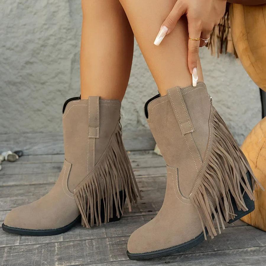 Genevieve | Wide Calf Western Fringe Cowboy Boots view 4