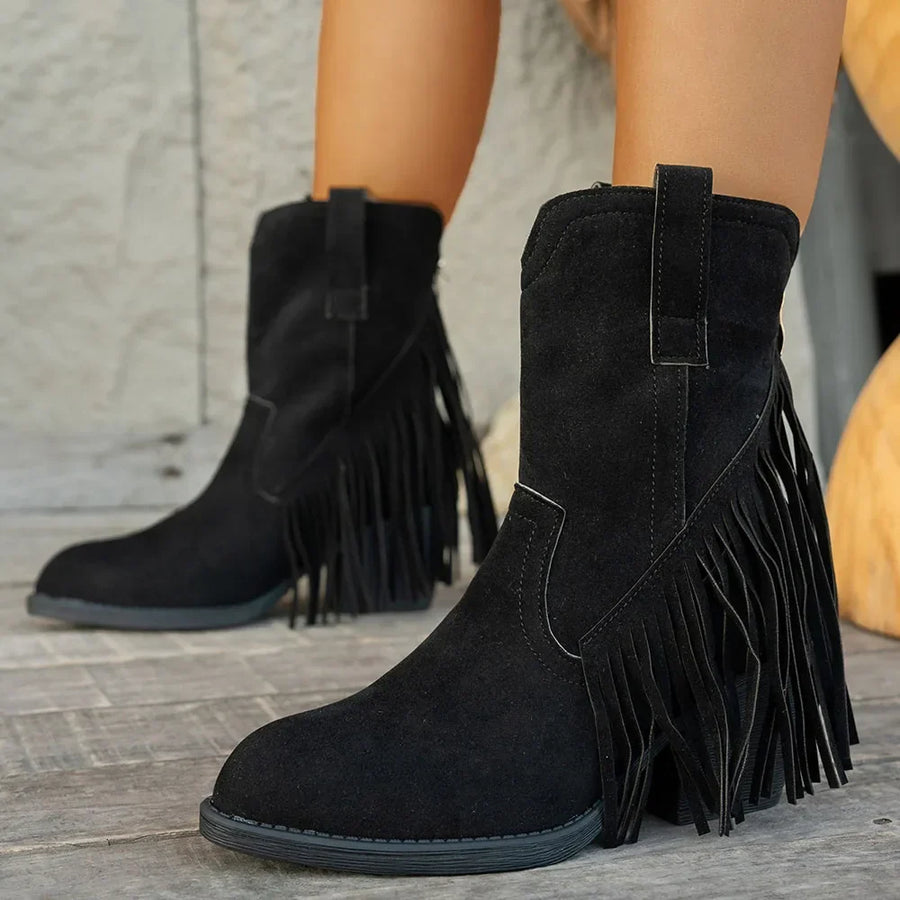 Genevieve | Wide Calf Western Fringe Cowboy Boots view 5