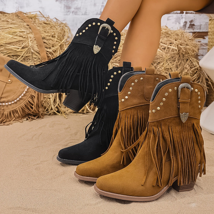 Persia | Wide Calf Western Fringe Cowboy Boots view 12