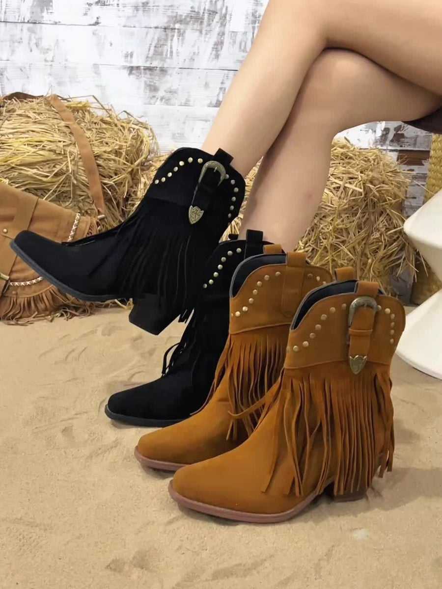 Persia | Wide Calf Western Fringe Cowboy Boots view 13