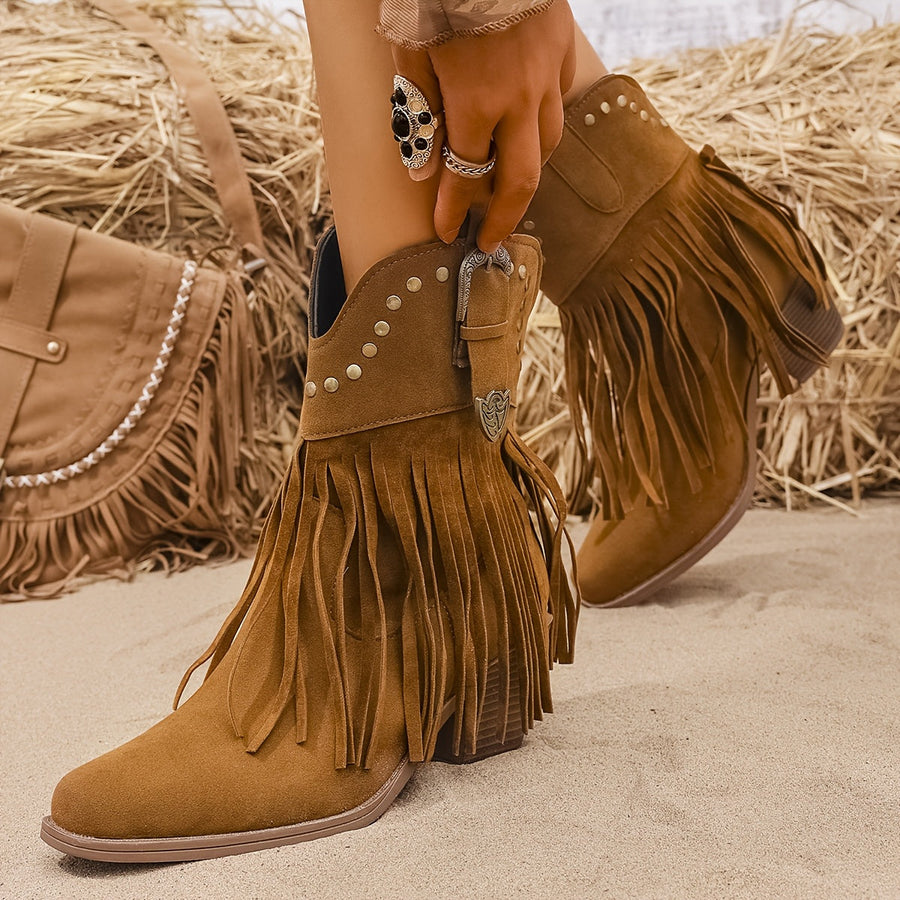 Persia | Wide Calf Western Fringe Cowboy Boots view 3