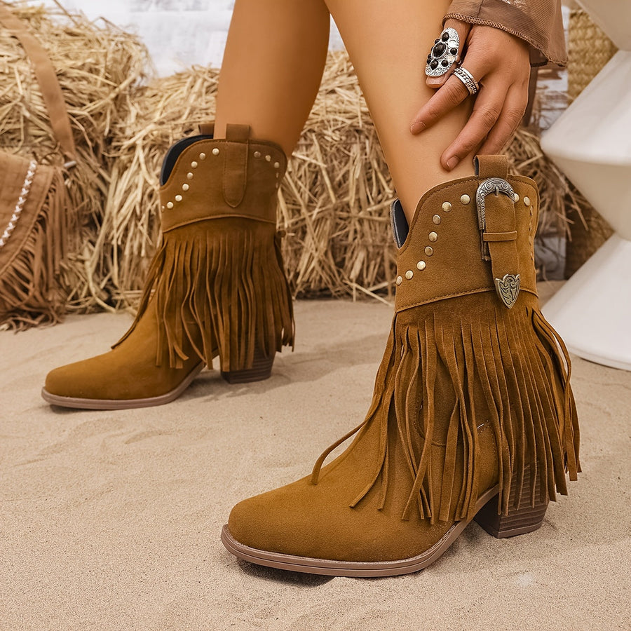 Persia | Wide Calf Western Fringe Cowboy Boots view 7