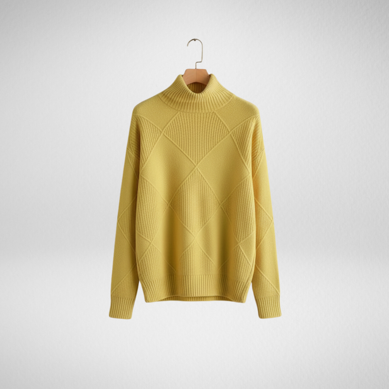 Ginny | Women's Winter Sweater – Diamond Knit Turtleneck