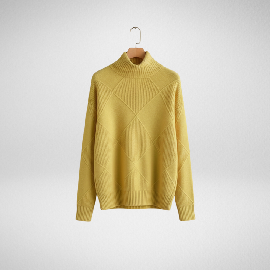 Ginny | Women's Winter Sweater – Diamond Knit Turtleneck view 1