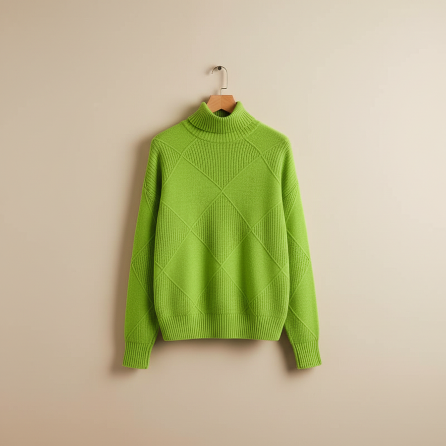 Ginny | Women's Winter Sweater – Diamond Knit Turtleneck view 10