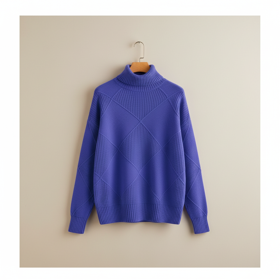 Ginny | Women's Winter Sweater – Diamond Knit Turtleneck view 11