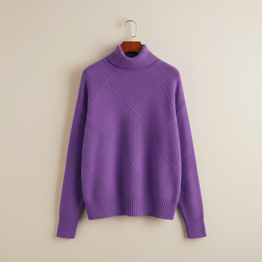 Ginny | Women's Winter Sweater – Diamond Knit Turtleneck view 12