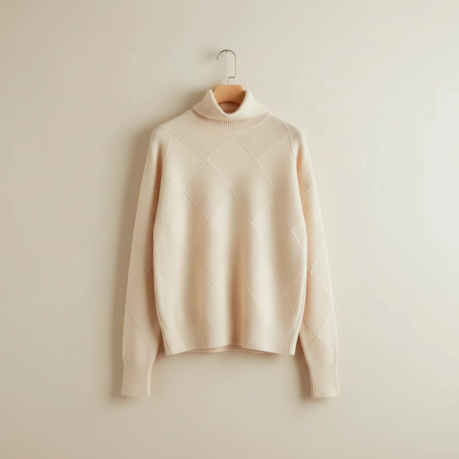 Ginny | Women's Winter Sweater – Diamond Knit Turtleneck view 14