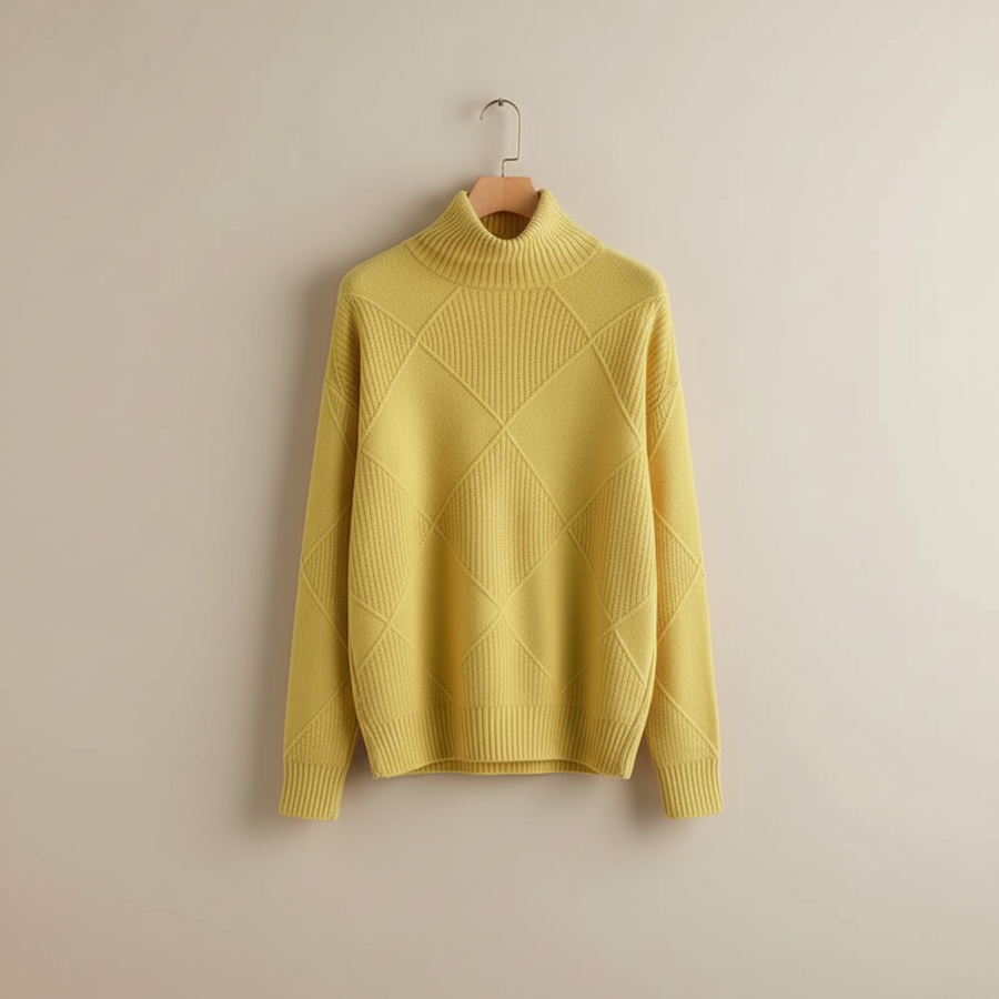 Ginny | Women's Winter Sweater – Diamond Knit Turtleneck view 2