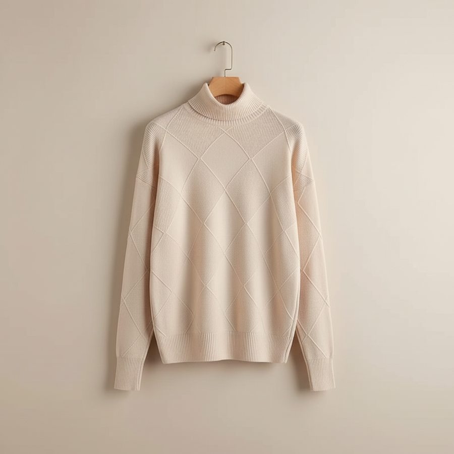Ginny | Women's Winter Sweater – Diamond Knit Turtleneck view 3