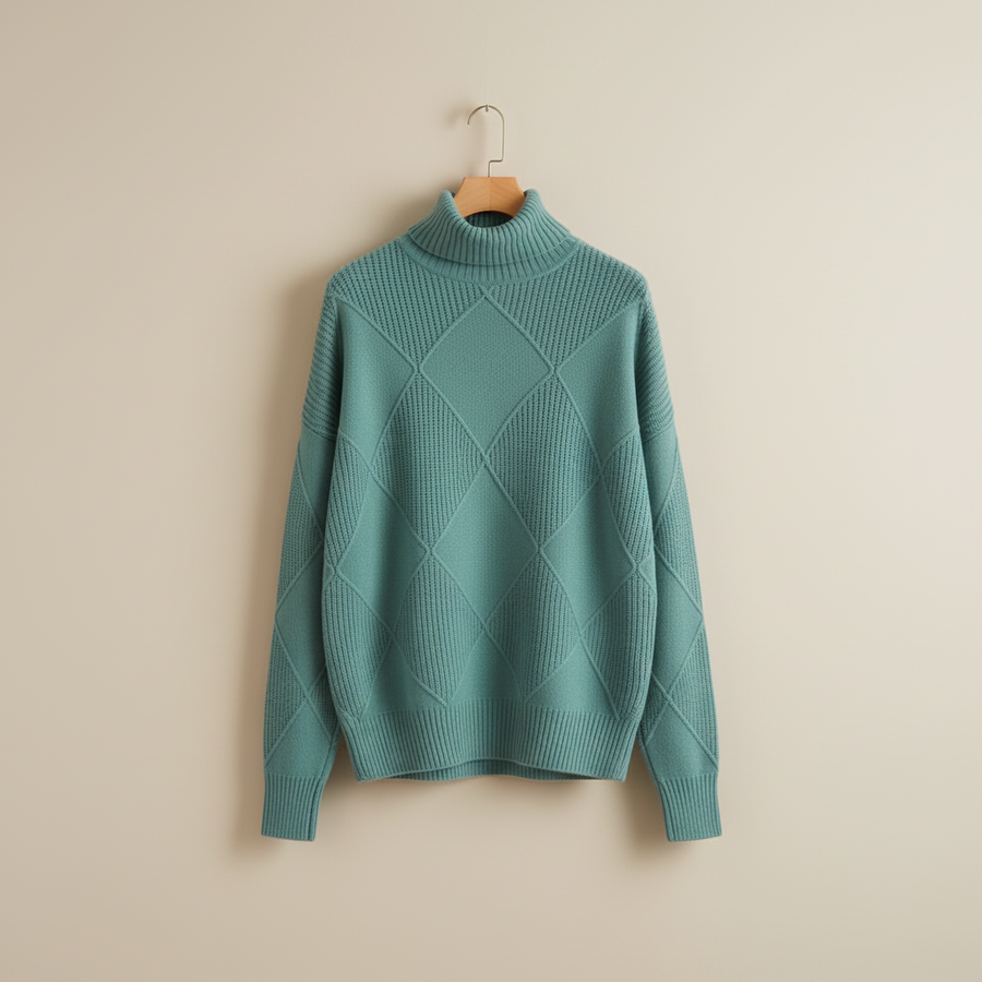 Ginny | Women's Winter Sweater – Diamond Knit Turtleneck view 4