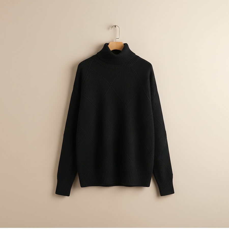 Ginny | Women's Winter Sweater – Diamond Knit Turtleneck view 5