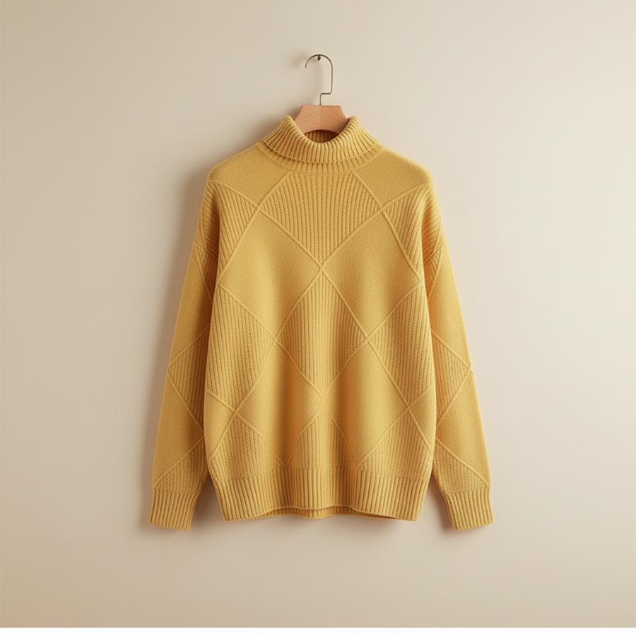 Ginny | Women's Winter Sweater – Diamond Knit Turtleneck view 7