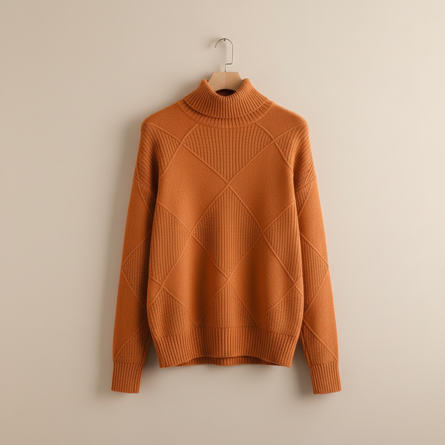 Ginny | Women's Winter Sweater – Diamond Knit Turtleneck view 8